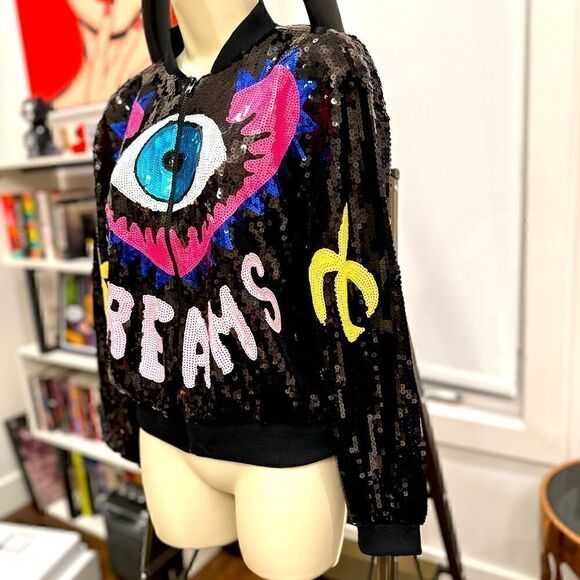 - Make me wanna Scream Evil Eye Sequin Jacket M/L NWT - Picture 7 of 9